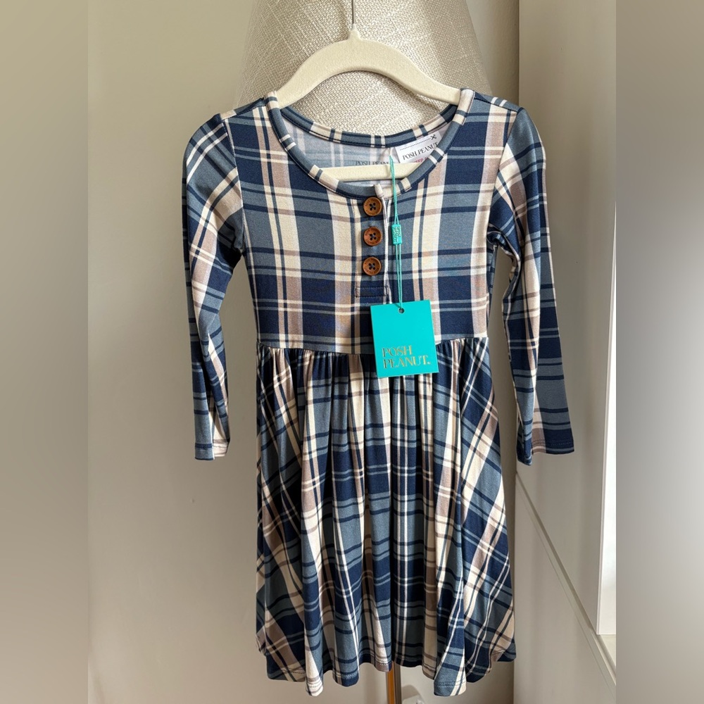 NWT Posh Peanut Joseph Plaid Twirl Dress